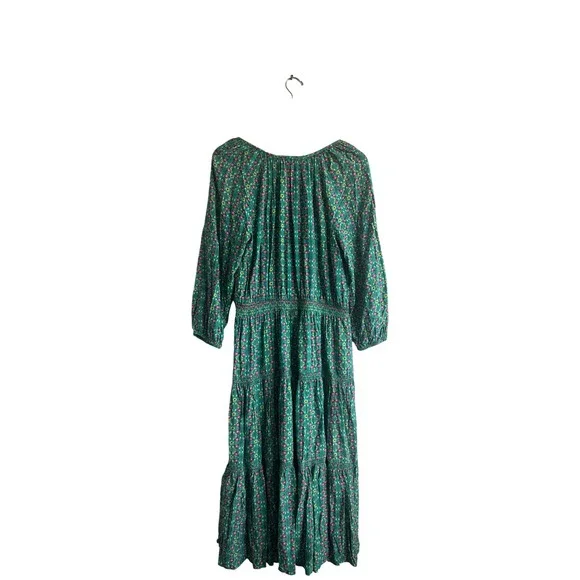 Matilda Jane Green Floral Smocked Waist Tiered Midi Dress Womens Size Large - Picture 6 of 6